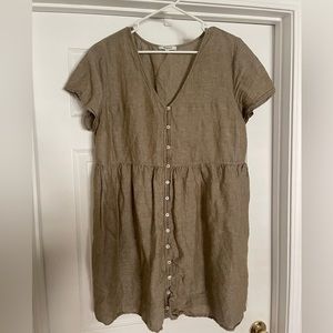 Madewell Olive Green Linen Dress - XL